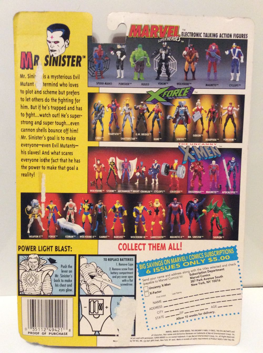 Mr. Sinister - Toy Biz (The Uncanny X-Men) action figure collectible [Barcode 035112494218] - Main Image 3