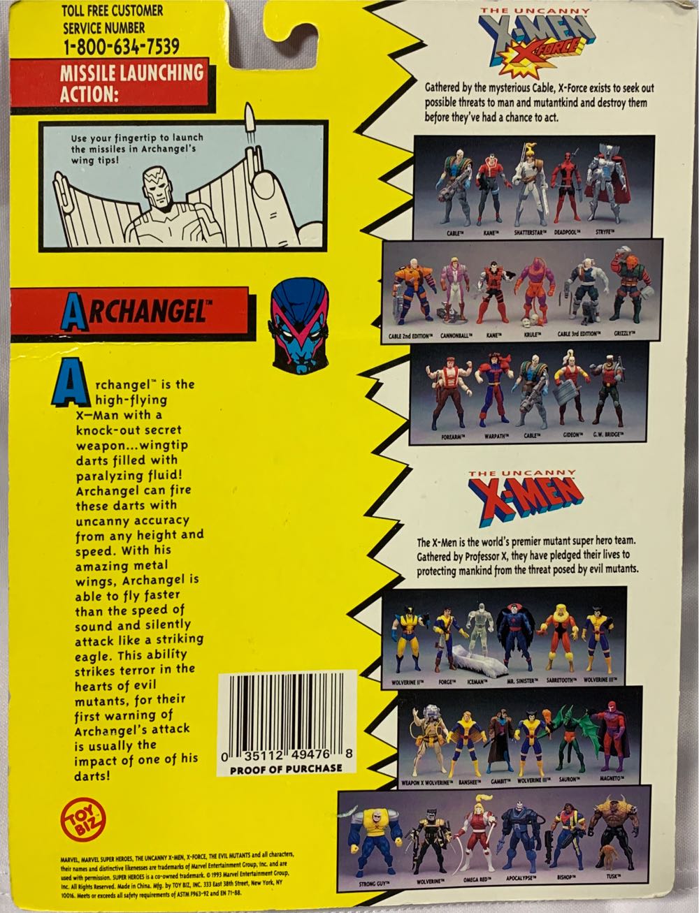 Archangel (White Wings) - Toy Biz (X-Men) action figure collectible [Barcode 035112494768] - Main Image 2