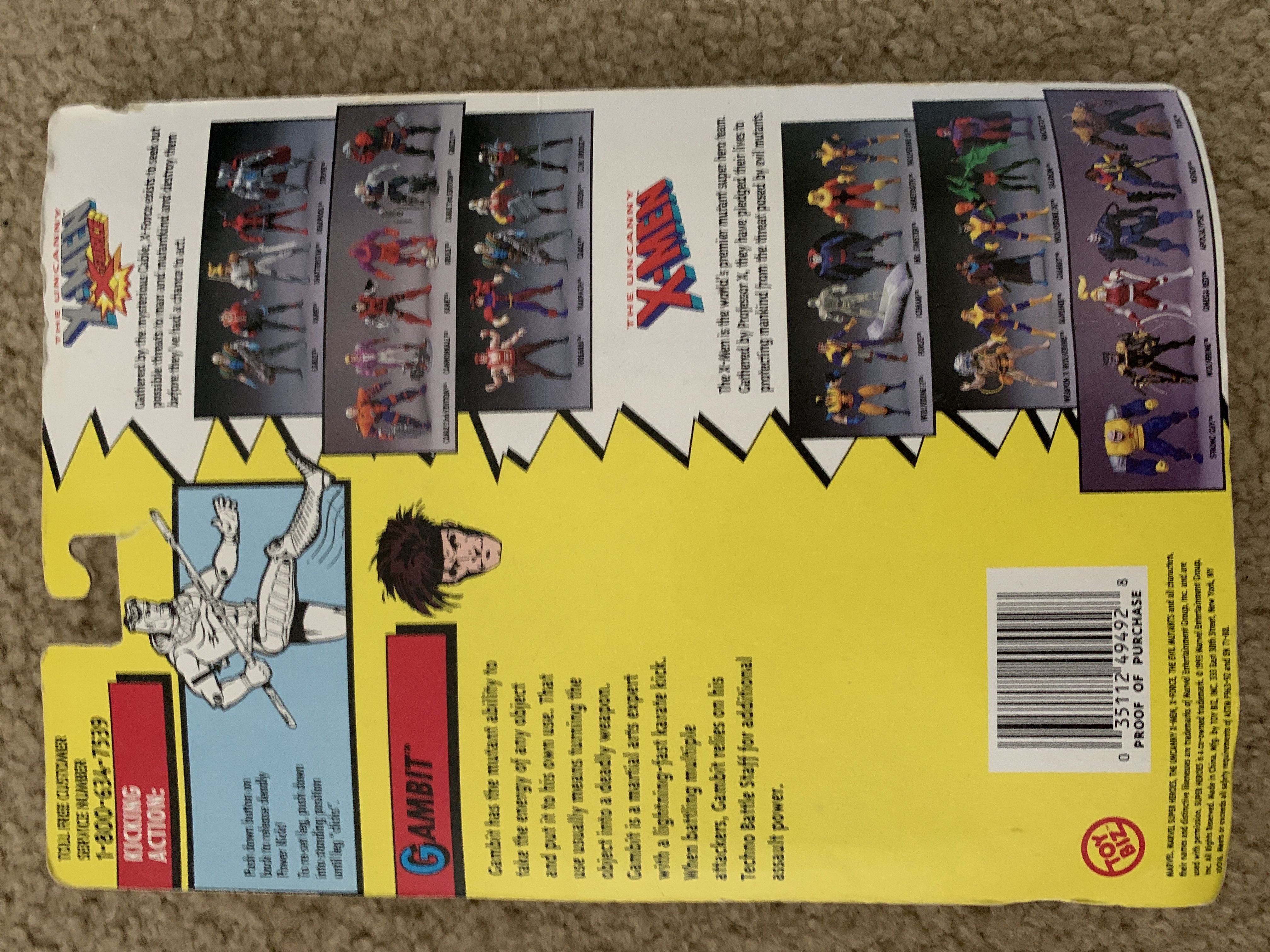 Gambit - Toy Biz (The Uncanny X-Men) action figure collectible [Barcode 035112494928] - Main Image 2