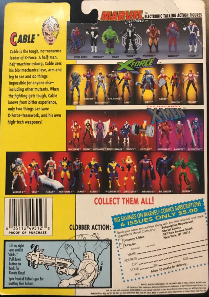 Cable - Toy Biz (The Uncanny X-Men / X-Force) action figure collectible [Barcode 035112495123] - Main Image 2