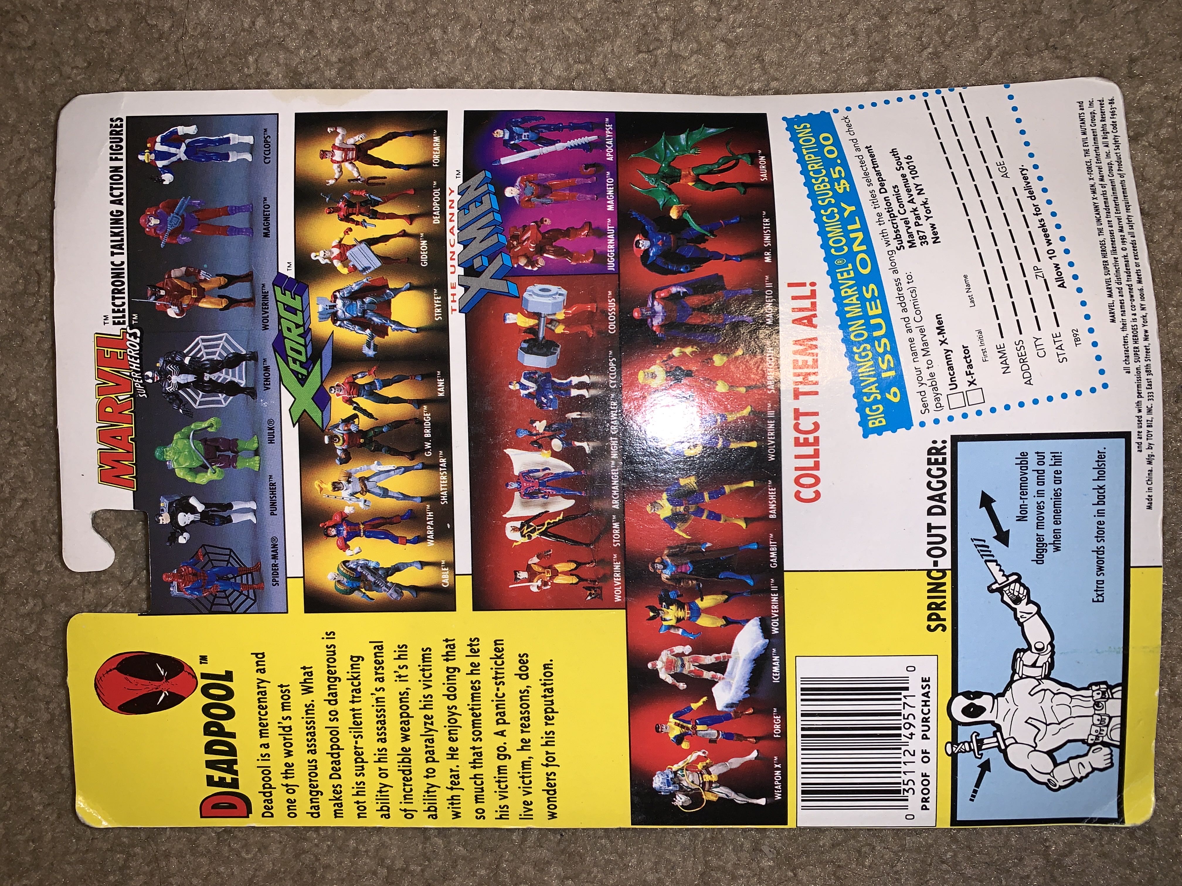 X-men Deadpool, Spring-out Dagger - Marvel (The Uncanny X-Men) action figure collectible [Barcode 035112495710] - Main Image 2