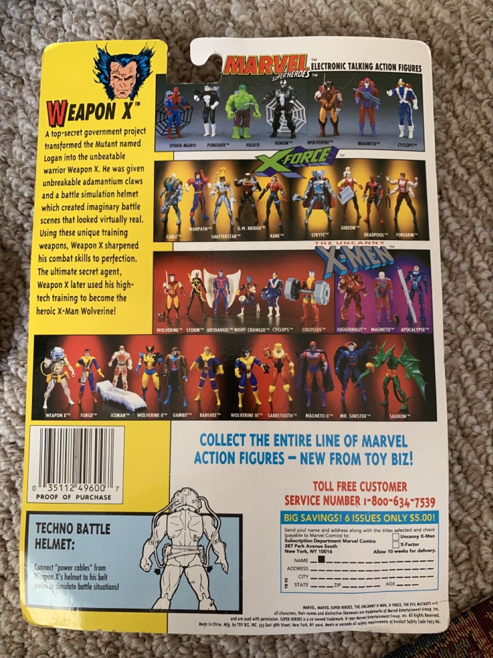 The Uncanny X-men Wolverine Weapon X - Red Cables - Toy Biz (The Uncanny X-Men) action figure collectible [Barcode 035112496007] - Main Image 2