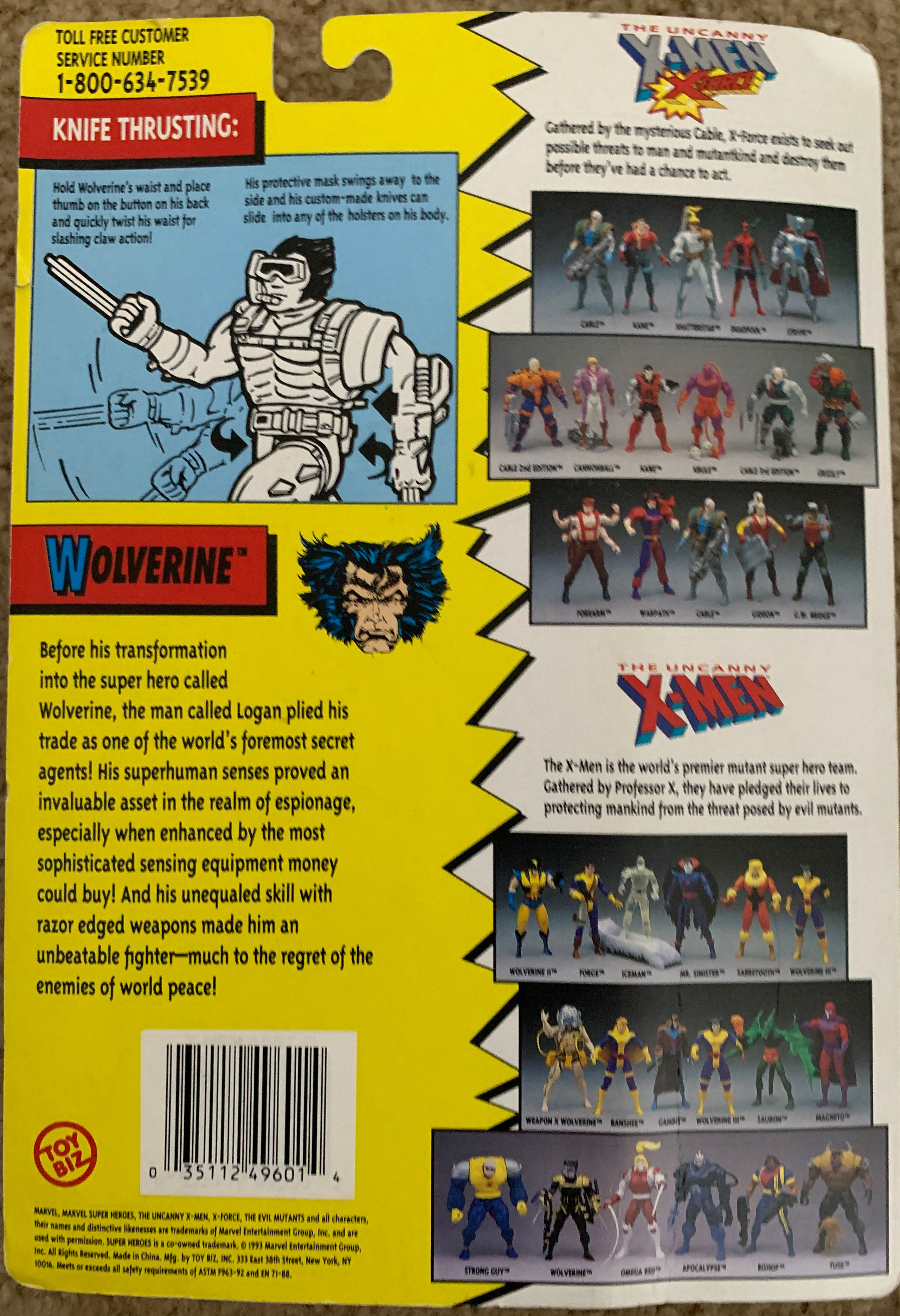 Wolverine (5th Edition) - Toy Biz (X-Men) action figure collectible [Barcode 035112496014] - Main Image 2