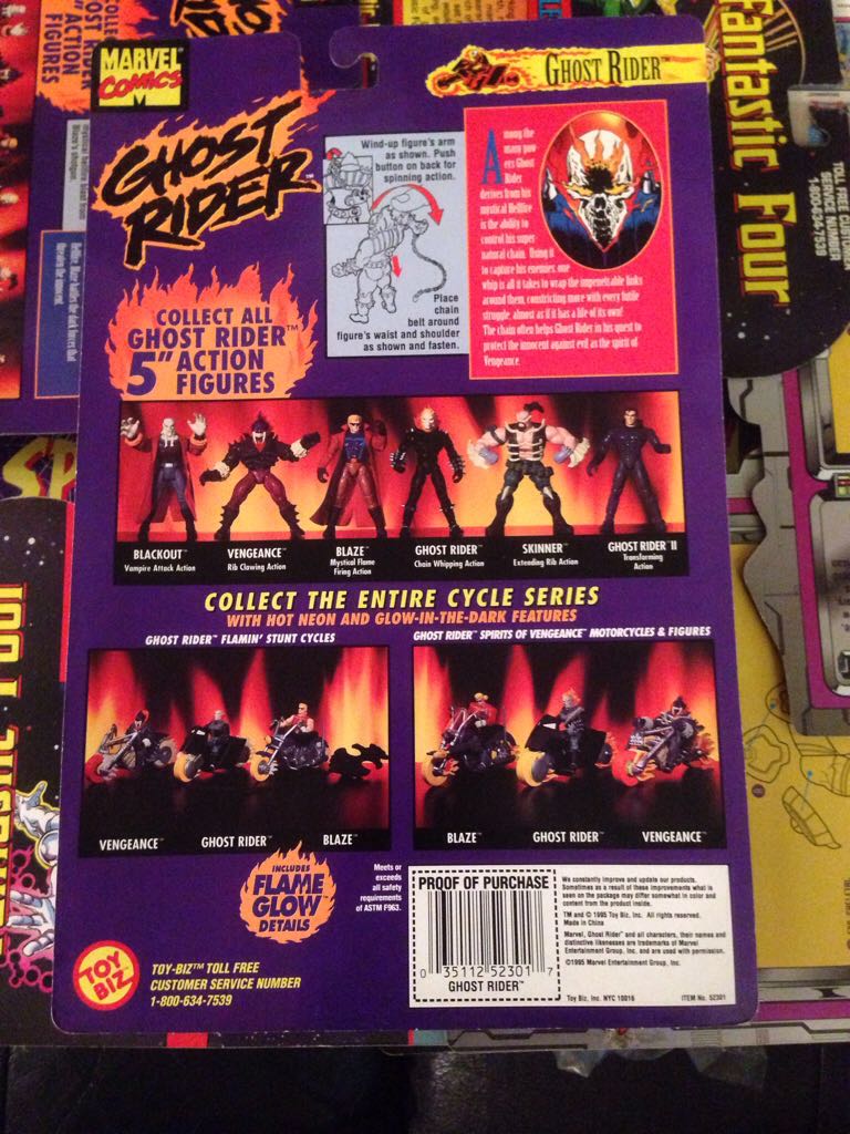 GHOST RIDER WITH GLOW-IN-THE-DARK FEATURES - Toy Biz (Ghost Rider) action figure collectible [Barcode 035112523017] - Main Image 2