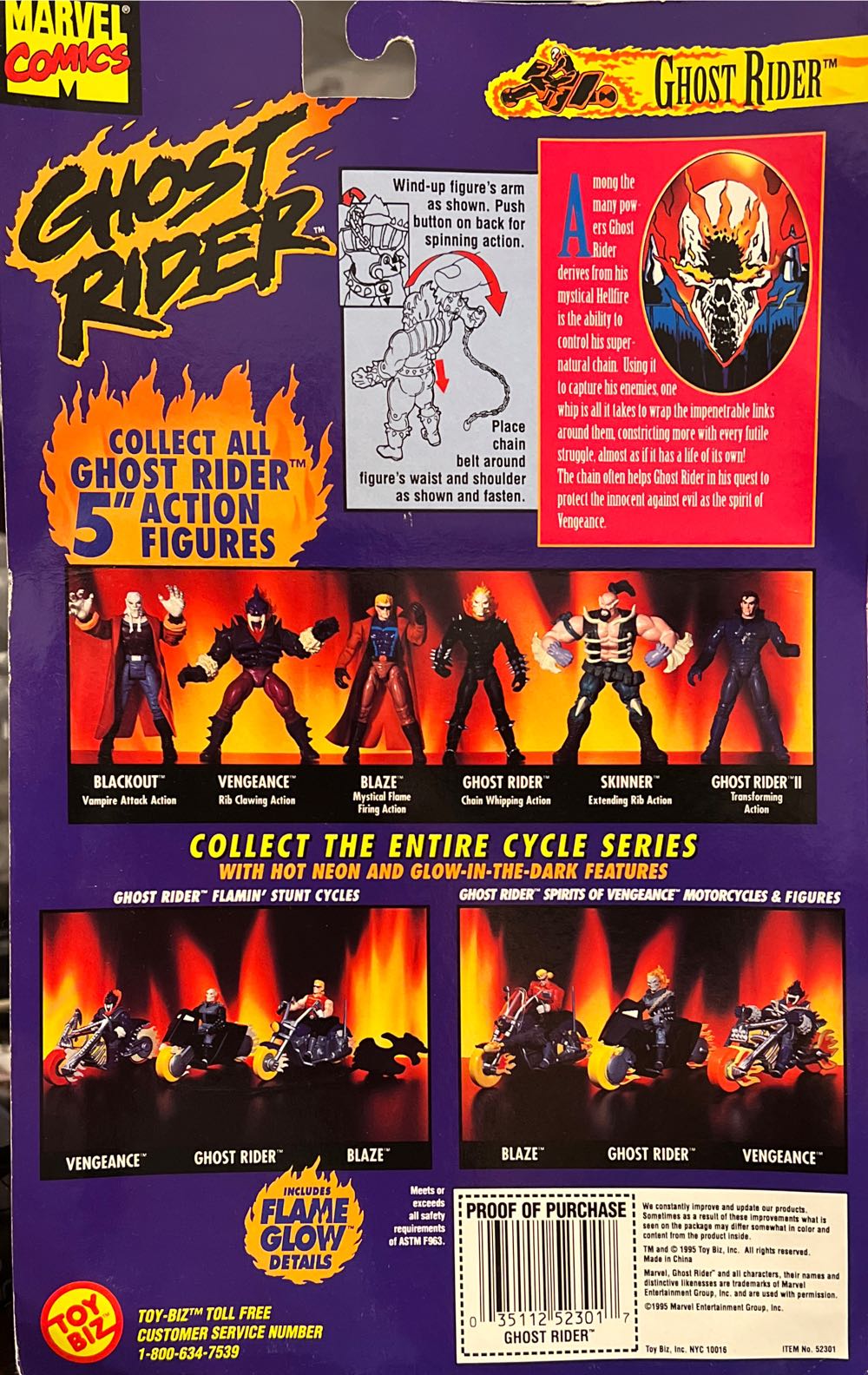 GHOST RIDER WITH GLOW-IN-THE-DARK FEATURES - Toy Biz (Ghost Rider) action figure collectible [Barcode 035112523017] - Main Image 3