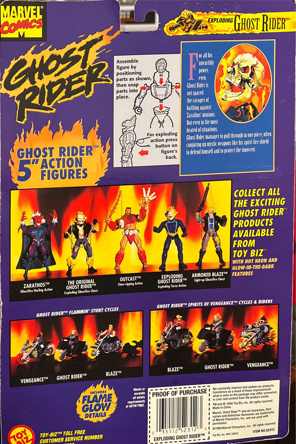 Ghost Rider: Ghost Rider [Exploding] - Toy Biz (Ghost Rider) action figure collectible [Barcode 035112523123] - Main Image 3