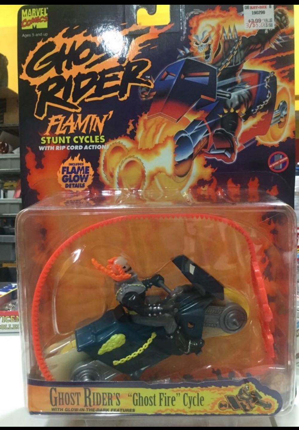 GR - Ghost Rider Flamin’ Stunt Cycles -  Ghost Rider’s Ghost Fire Cycle-SOLD! - Toy Biz Inc (Ghost Rider Flamin’ Stunt Cycles) action figure collectible [Barcode 035112524366] - Main Image 2