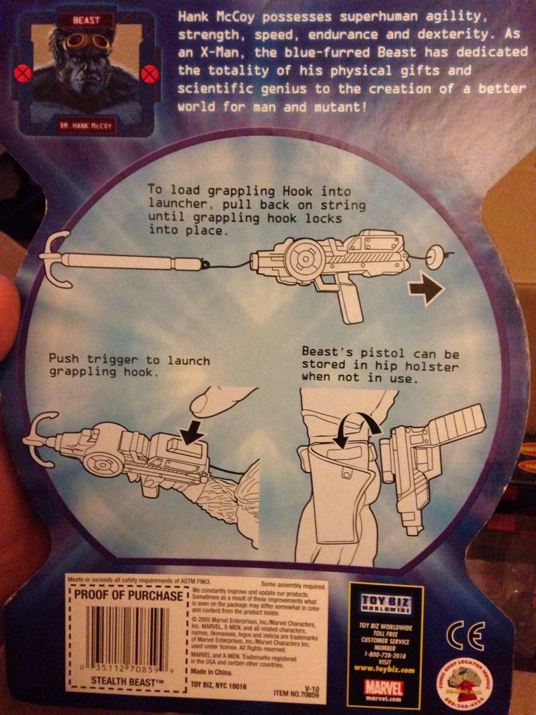 Toybiz Xmen Legends Beast (Stealth)with Grappling Hooks - Toy Biz (Comics & Superheroes) action figure collectible [Barcode 035112708599] - Main Image 2