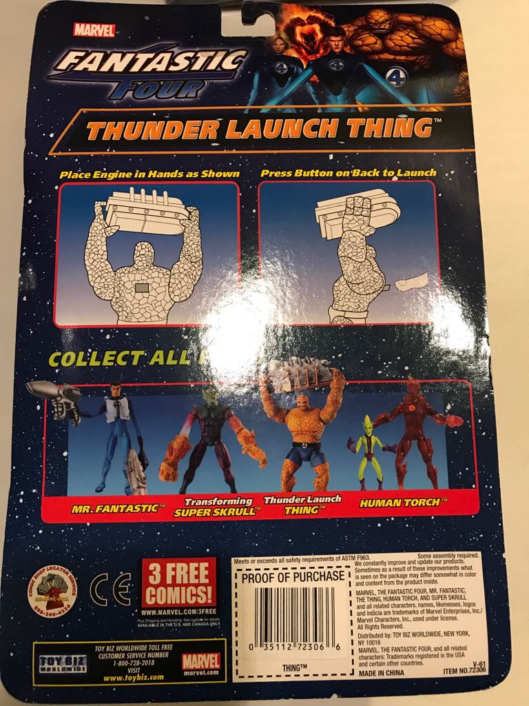 Toybiz Fantastic Four Classics Thunder Launch Thing  action figure collectible [Barcode 035112723066] - Main Image 2