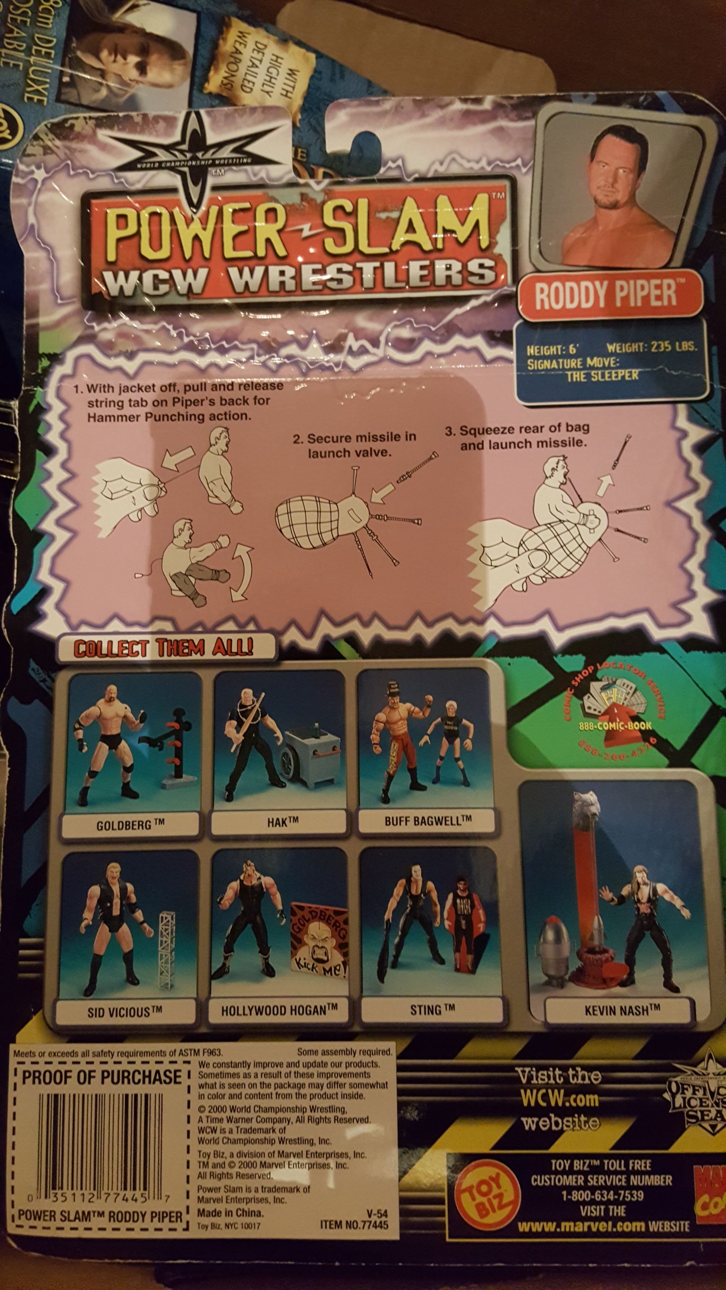 Roddy Piper [Black Hair] - Toy Biz (WCW - Toy Biz) action figure collectible [Barcode 035112774457] - Main Image 2