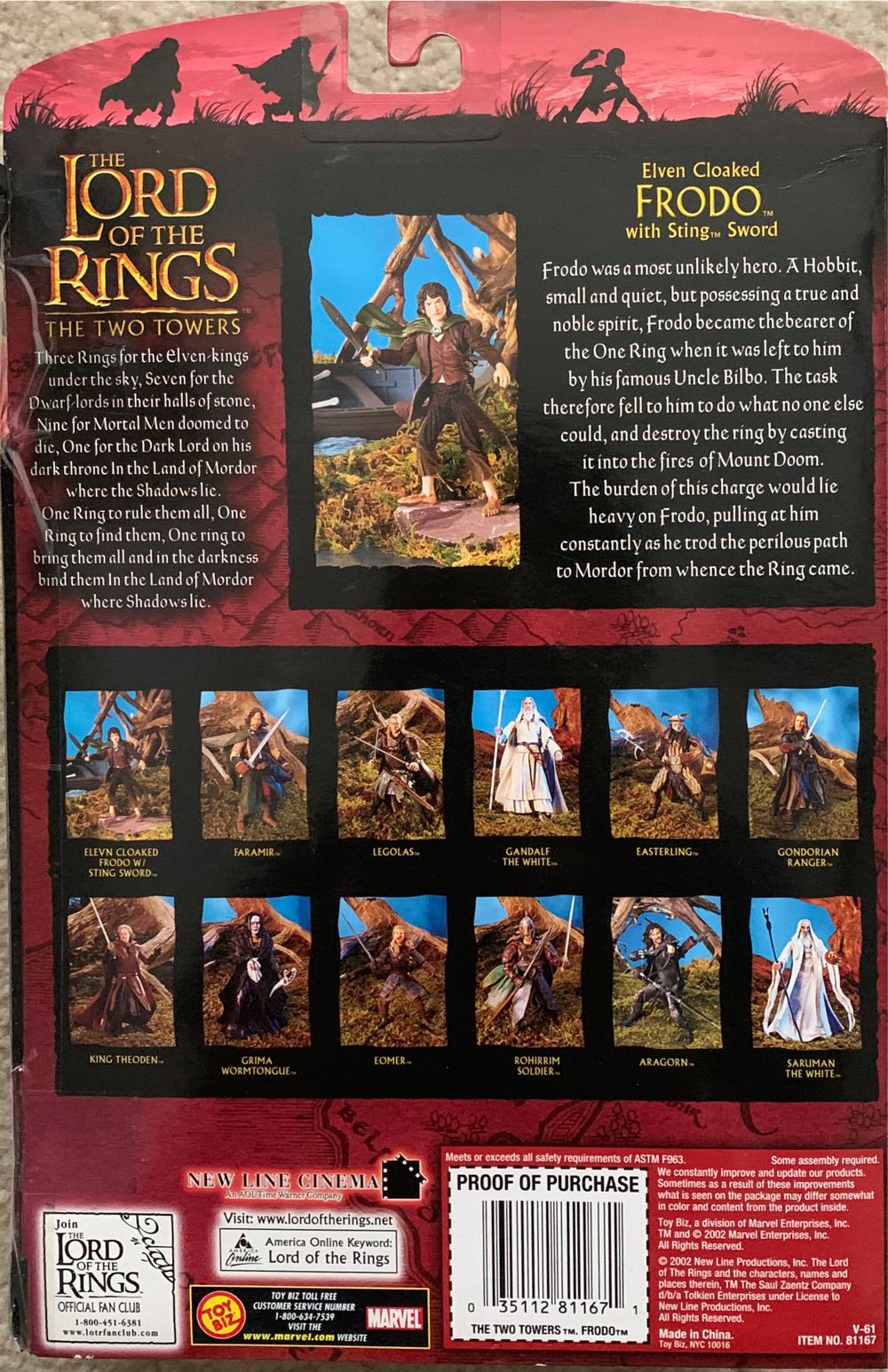 Frodo Super Poseable - Toy Biz (Fellowship Of The Ring) (Lord Of The Rings) action figure collectible [Barcode 035112811671] - Main Image 2