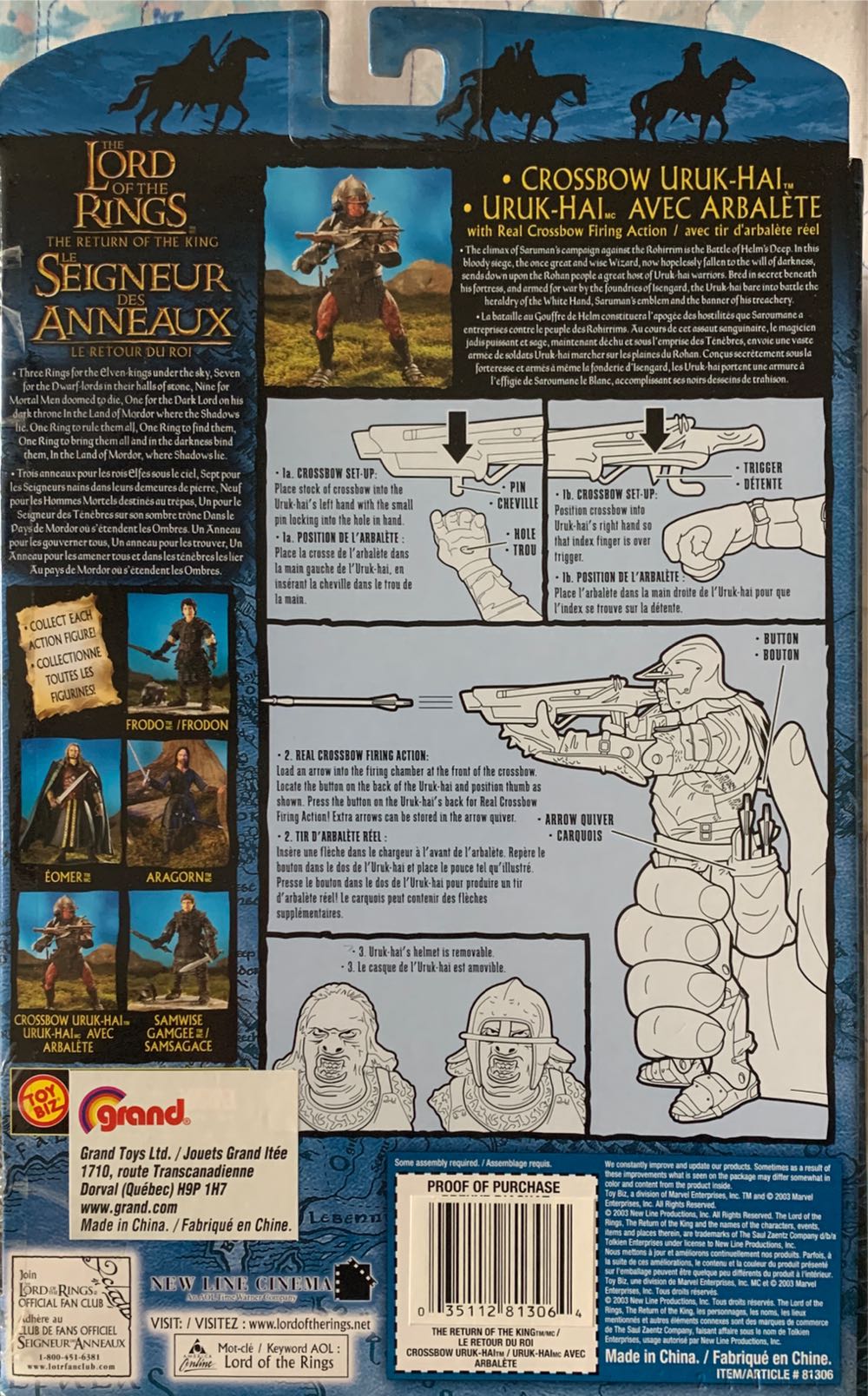 Crossbow Uruk-Hai - Toy Biz (LOTR: The Return Of The King) action figure collectible [Barcode 035112813064] - Main Image 3