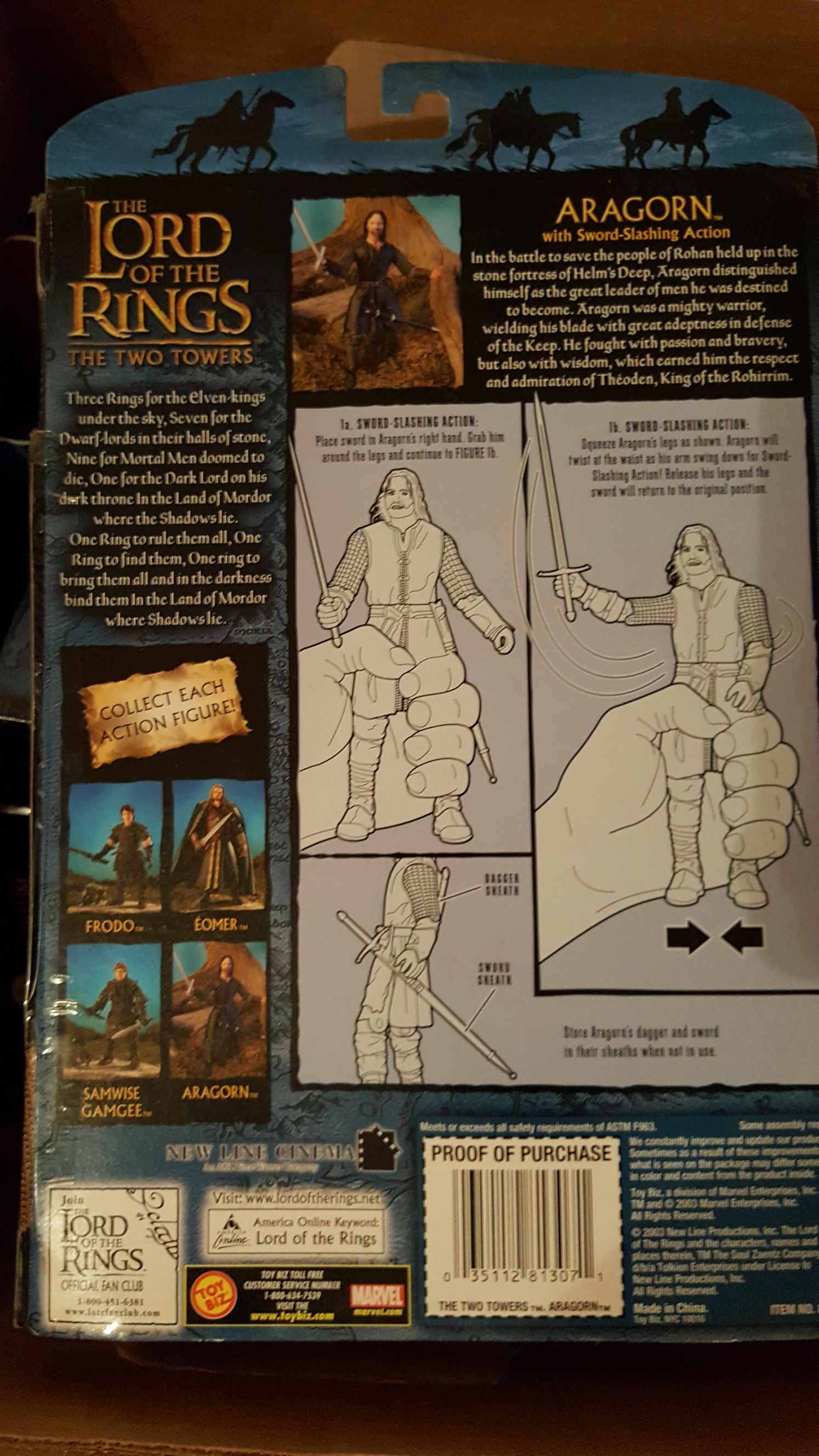 The Two Towers Aragorn - Toy Biz (The Lord Of The Rings) action figure collectible [Barcode 035112813071] - Main Image 2