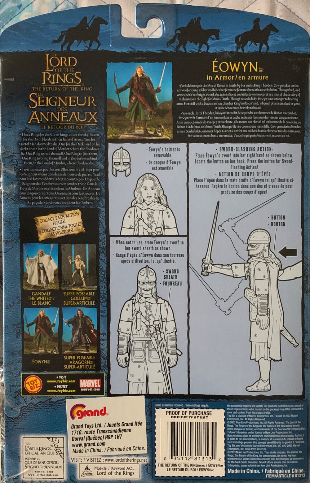 LOTR - Eowyn In Armor - Toy Biz (LOTR: The Return Of The King) action figure collectible [Barcode 035112813132] - Main Image 3