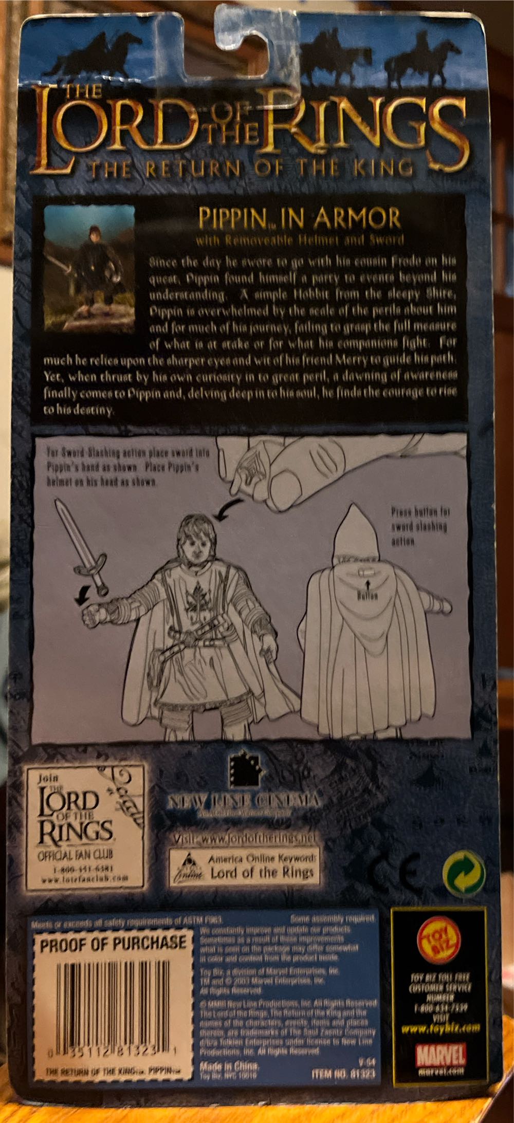 Pippin: In Armor - Toy Biz (LOTR: The Return Of The King) action figure collectible [Barcode 035112813231] - Main Image 2