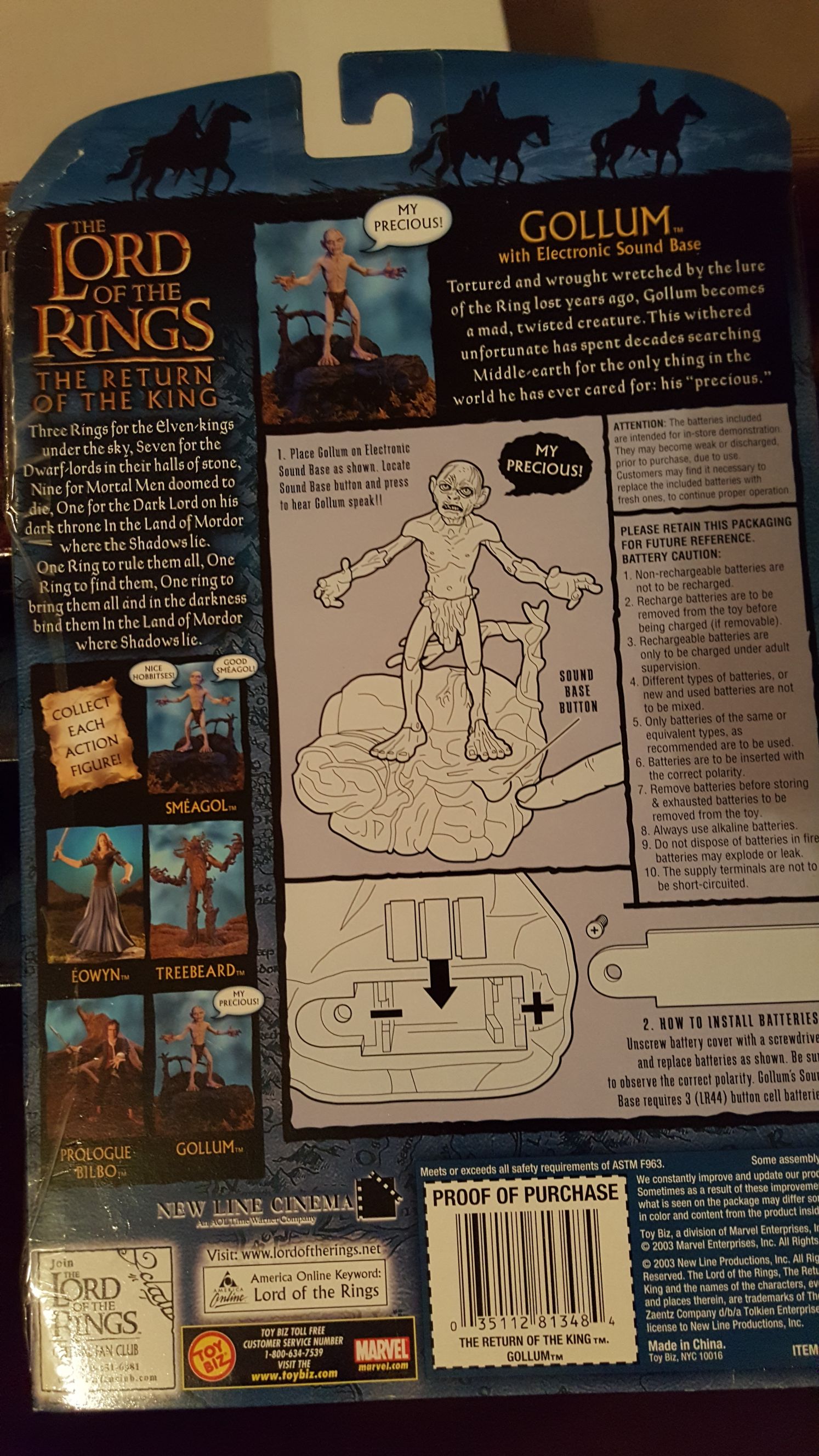 Return Of The King Gollum - Toy Biz (Return Of The King) (Lord Of The Rings) action figure collectible [Barcode 035112813484] - Main Image 2