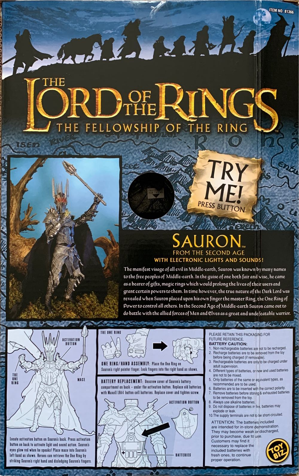 Sauron From The Second Age (Blue Box) - Toy Biz (Lord of the Rings : Fellowship of the Ring) action figure collectible [Barcode 035112813668] - Main Image 2