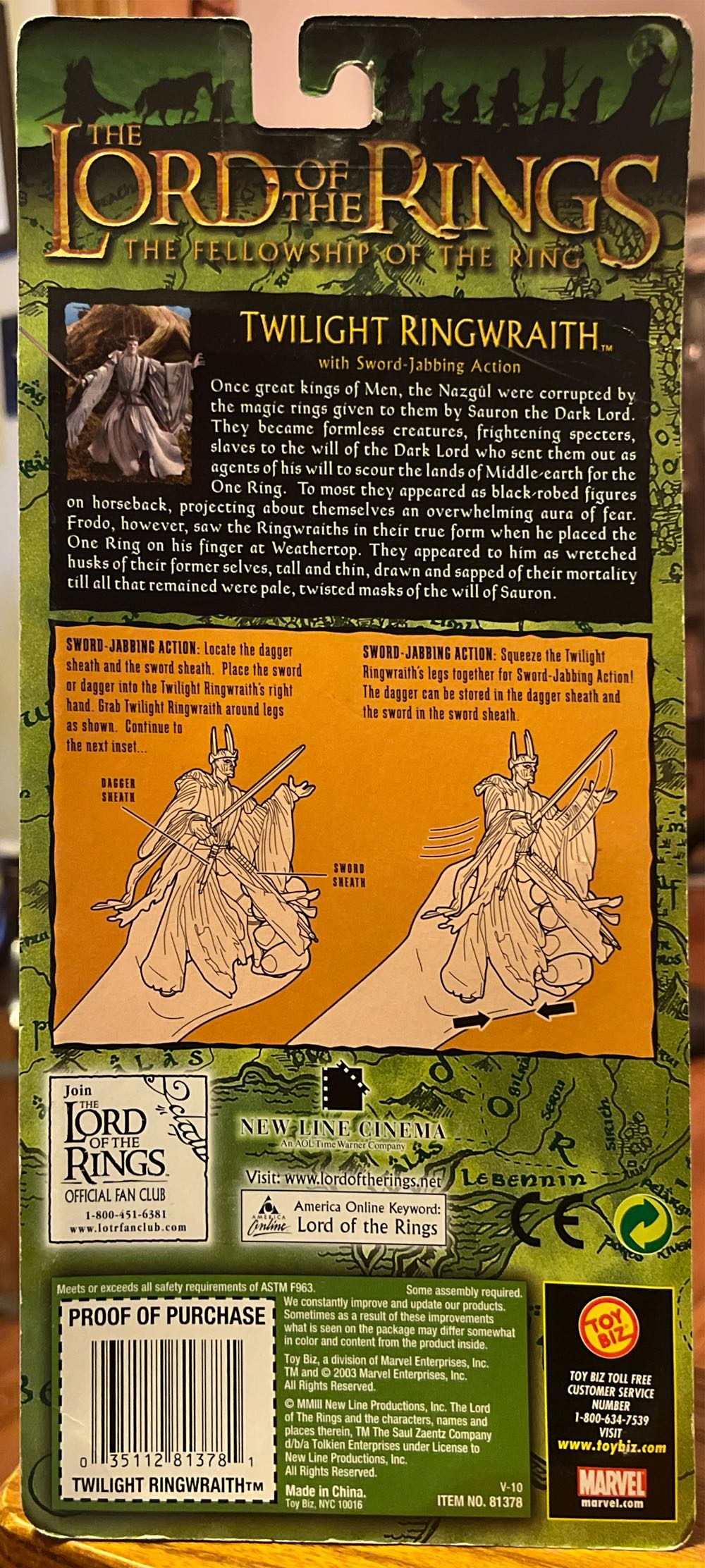 Ringwraith: Twilight with Sword Jabbing Action - TOYBIZ (Lord Of The Rings) (LOTR: The Fellowship Of The Ring) action figure collectible [Barcode 035112813781] - Main Image 3