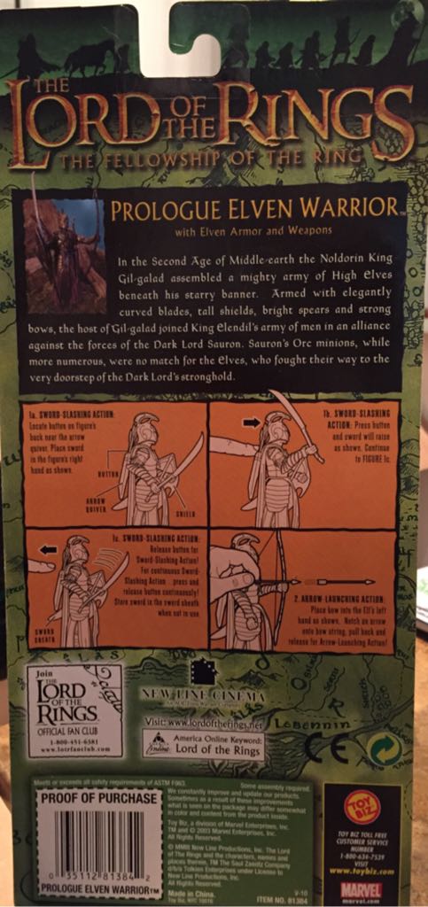 Elven Warrior (Prologue) - Toy Biz (Fellowship Of The Ring) (LOTR: Fellowship of the Ring: 6”) action figure collectible [Barcode 035112813842] - Main Image 2