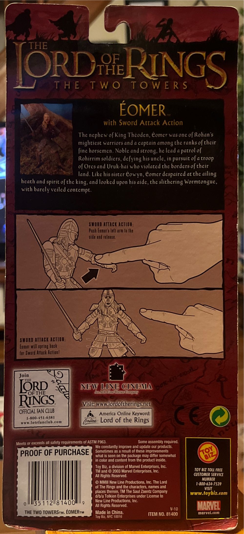Eomer: with Sword Attack Action - Toybiz (LOTR: The Two Towers) action figure collectible [Barcode 035112814009] - Main Image 4