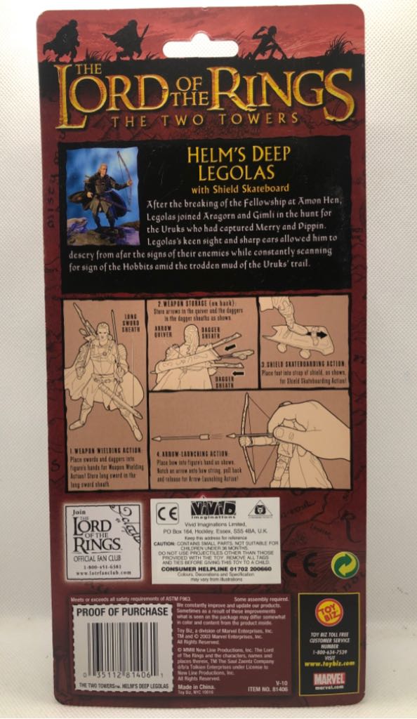 Helm’s Deep Legolas - Toy Biz (LOTR The Two Towers) action figure collectible [Barcode 035112814061] - Main Image 2