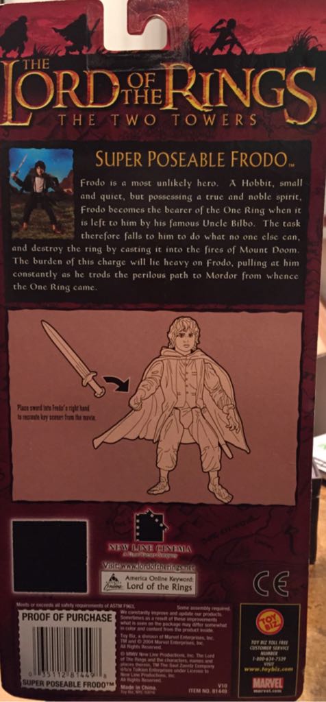 LOTR Super Poseable Frodo - Toy Biz (Lord Of The Rings) action figure collectible [Barcode 035112814498] - Main Image 2