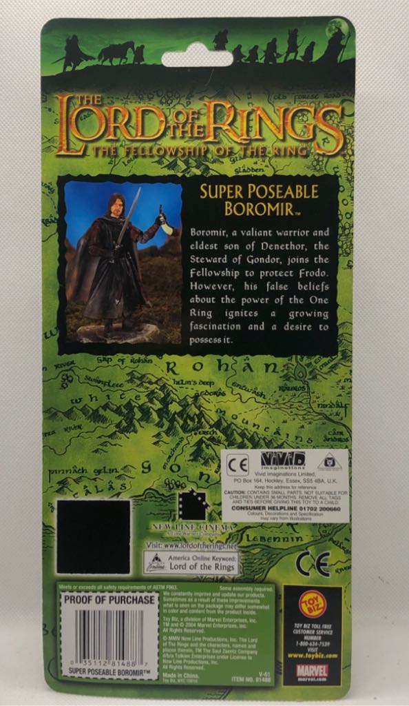 Boromir: Super Posable - TOYBIZ (Lord Of The Rings) (LOTR: The Fellowship Of The Ring) action figure collectible [Barcode 035112814887] - Main Image 2