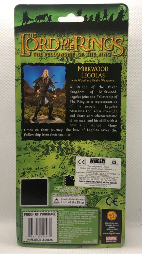 Legolas: Mirkwood with Woodland Realm Weaponry - TOYBIZ (Lord Of The Rings) (LOTR: The Fellowship Of The Ring) action figure collectible [Barcode 035112814917] - Main Image 2