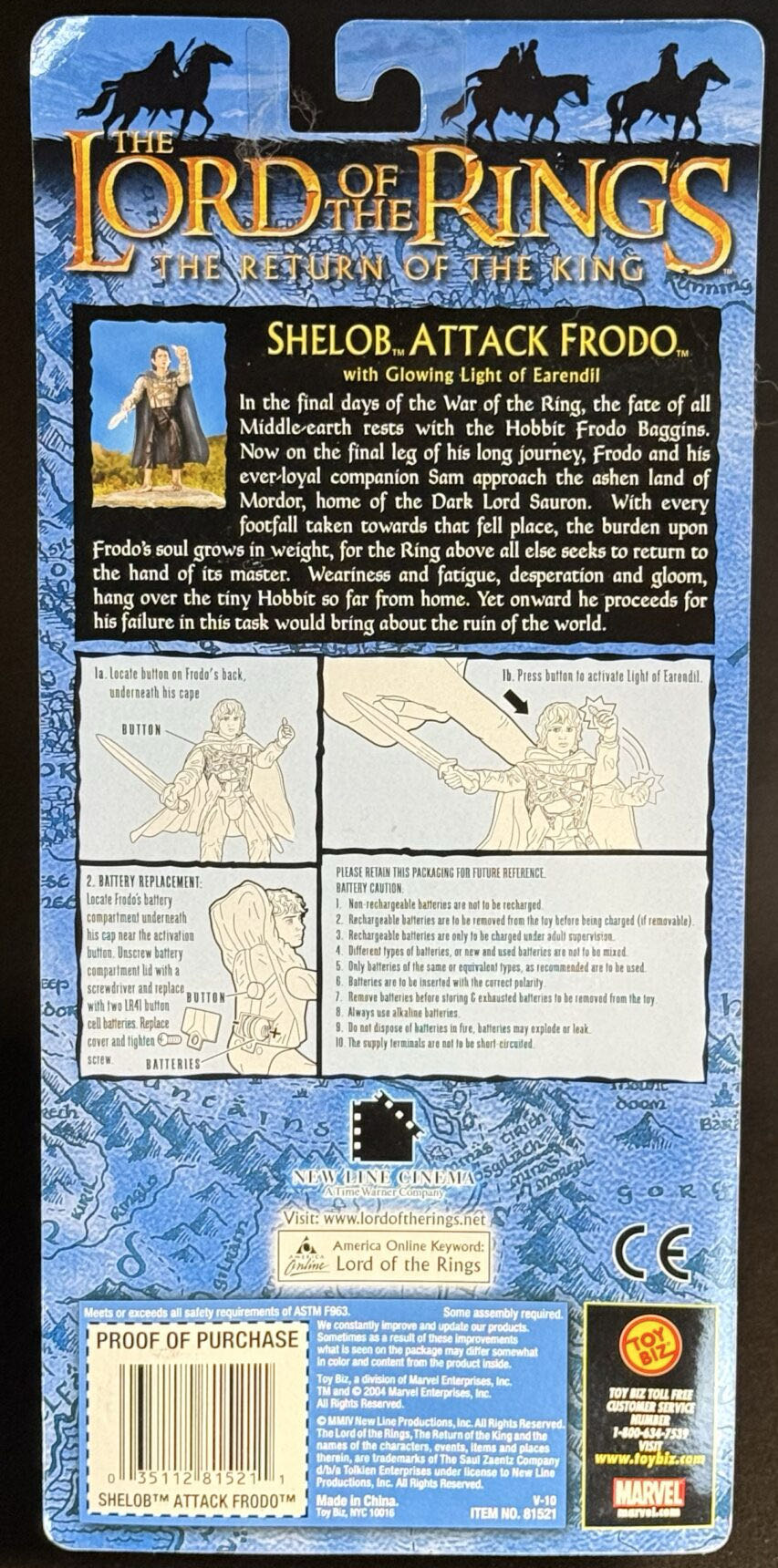 Frodo: Shelob Attack - Toy Biz (LOTR: The Return Of The King) action figure collectible [Barcode 035112815211] - Main Image 3