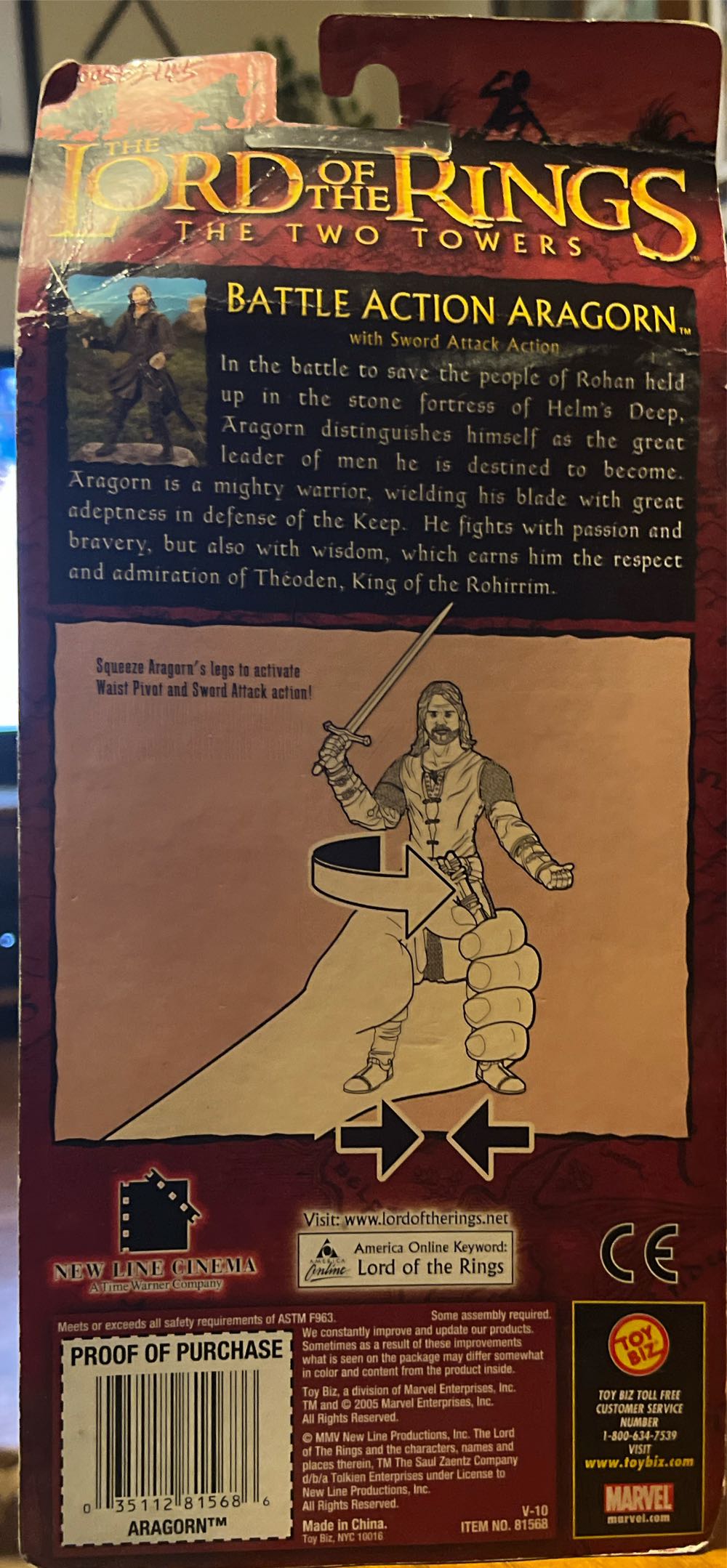 Aragorn: Battle Action - Toy Biz (LOTR: The Two Towers) action figure collectible [Barcode 035112815686] - Main Image 3