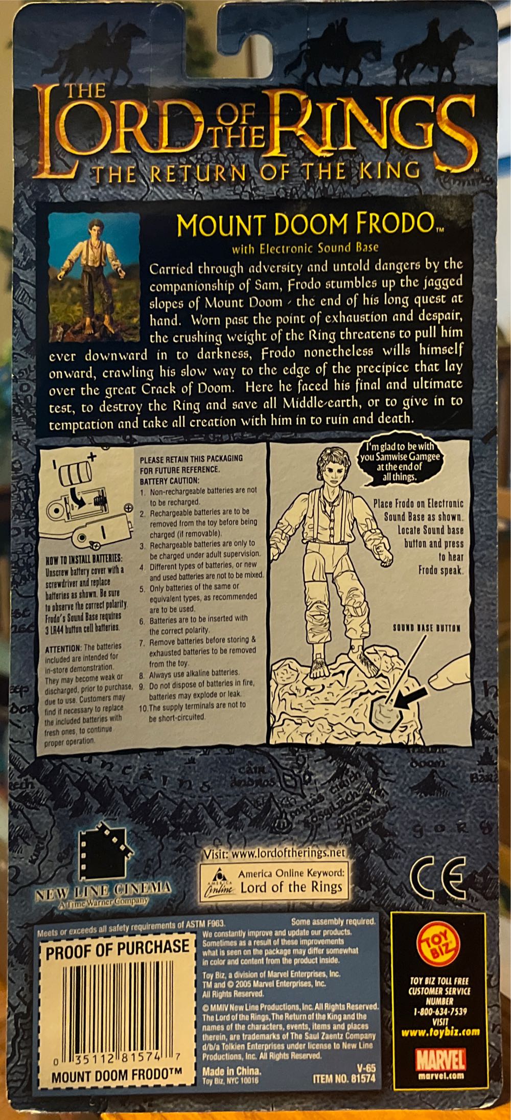 Frodo: Mount Doom - Toy Biz (LOTR: The Return Of The King) action figure collectible [Barcode 035112815747] - Main Image 3