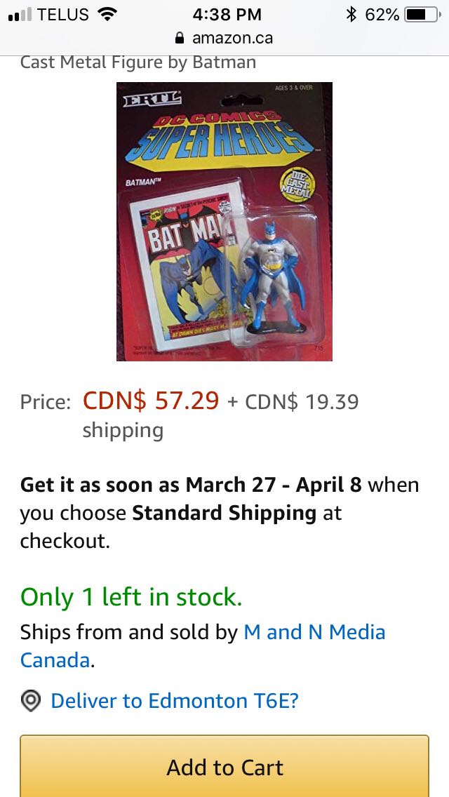 Batman - Ertl Company, Inc (DC Comics Super Heroes: Diecast Metal Figures w/Card) action figure collectible [Barcode 036881007159] - Main Image 2