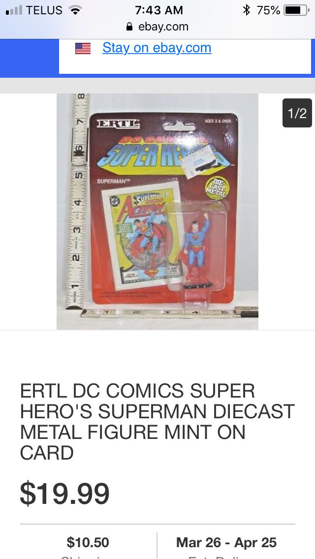 Superman - Ertl (DC Comics Super Heroes: Diecast Metal Figures w/Card) action figure collectible [Barcode 036881007166] - Main Image 2