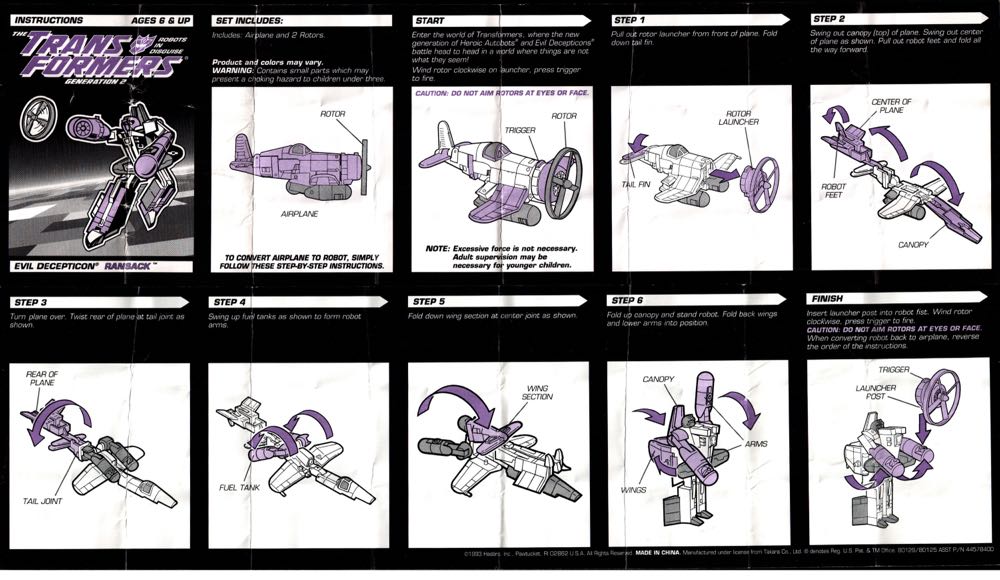 Transformers G2 Ransack Rotor Force - Hasbro Toy (Transformers Generation 2) action figure collectible [Barcode 038976801291] - Main Image 9