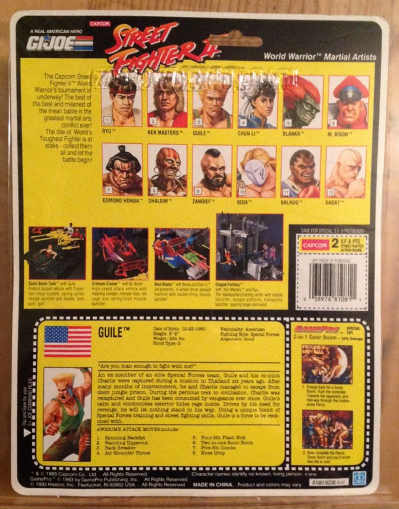 Guile [v1] - Capcom/Hasbro (G.I. Joe: A Real American Hero: Street Fighter II) action figure collectible [Barcode 038976810811] - Main Image 2