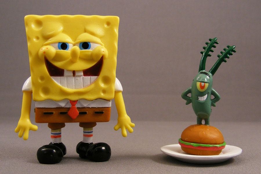 Spongebob Squarepants: Spongebob With Plankton - Jakks Pacific (Tv Series) action figure collectible [Barcode 039897213736] - Main Image 2