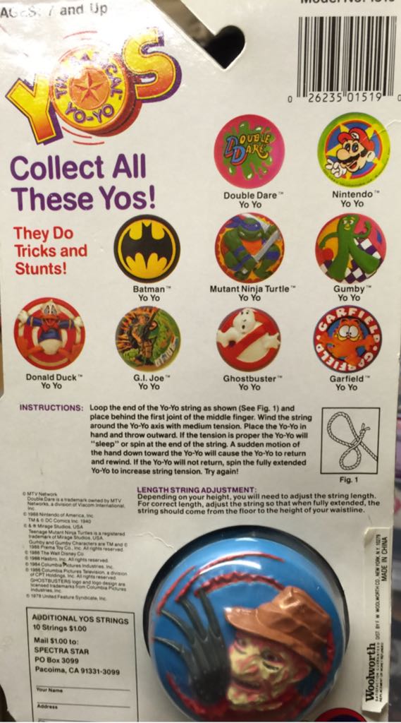 Freddy Krueger Yo Yo - Spectra Star action figure collectible [Barcode 026235015190] - Main Image 2