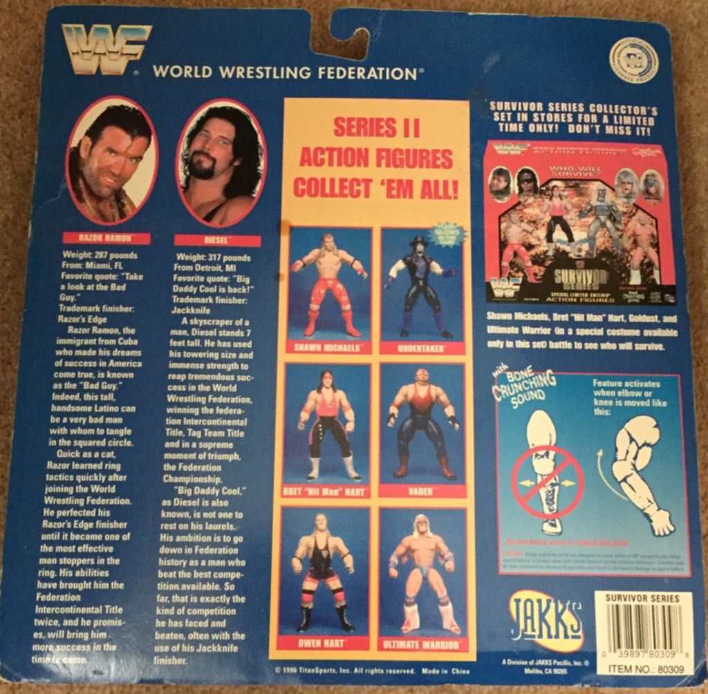 WWF Jakks Pacific BCA Puzzle Zoo (later at Hills Dept. store, KB Toys, and Ringside Collectibles) Exclusive Superstars 2 pack: Razor Ramon & Diesel - WWF Jakks Pacific BCA (WWF Jakks Pacific BCA Puzzle Zoo (later at Hills Dept. store, KB Toys, and Ringside Collectibles) Exclusive Superstars 2 pack) action figure collectible [Barcode 039897803098] - Main Image 2