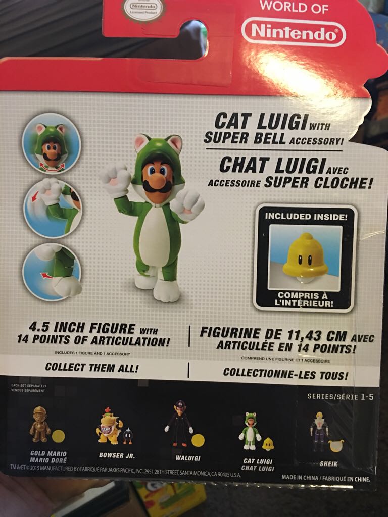 Super Mario: Cat Luigi - JAKKS Pacific, Inc. (World Of Nintendo) action figure collectible [Barcode 039897914480] - Main Image 2