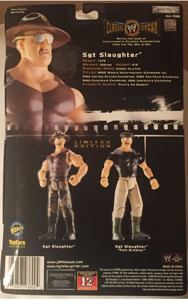 WWE Jakks Classic Superstars Toyfare Limited Edition Sgt. Slaughter - Jakks Pacific action figure collectible [Barcode 039897938004] - Main Image 2
