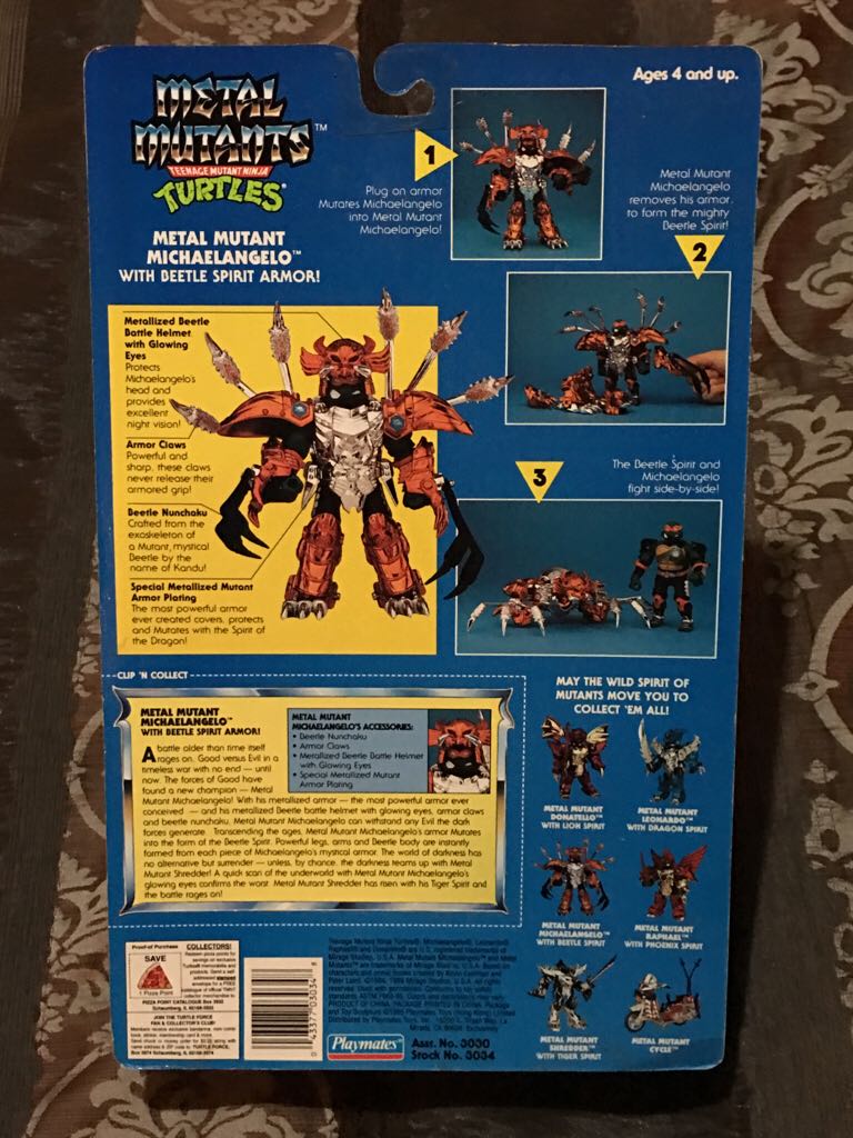 Michelangelo With Beetle Spirit Armor - Playmates Toys (Tmnt Metal Mutant) action figure collectible [Barcode 043377030348] - Main Image 2