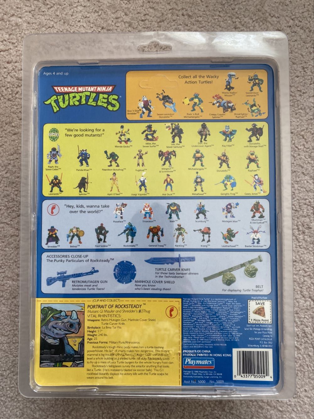 Rocksteady (Soft Head) - Playmates Toys (Teenage Mutant Ninja Turtles (1988)) action figure collectible [Barcode 043377050094] - Main Image 3