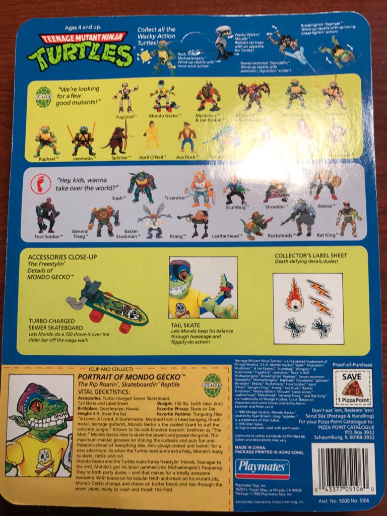 Mondo Gecko - Playmates Toys (TMNT) action figure collectible [Barcode 043377051060] - Main Image 2