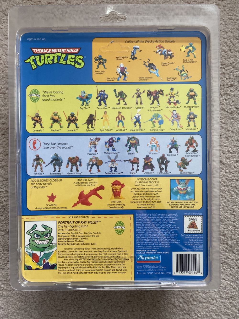 Ray Fillet (Purple Chest, Red V) - Playmates Toys (Teenage Mutant Ninja Turtles (1990)) action figure collectible [Barcode 043377051107] - Main Image 3