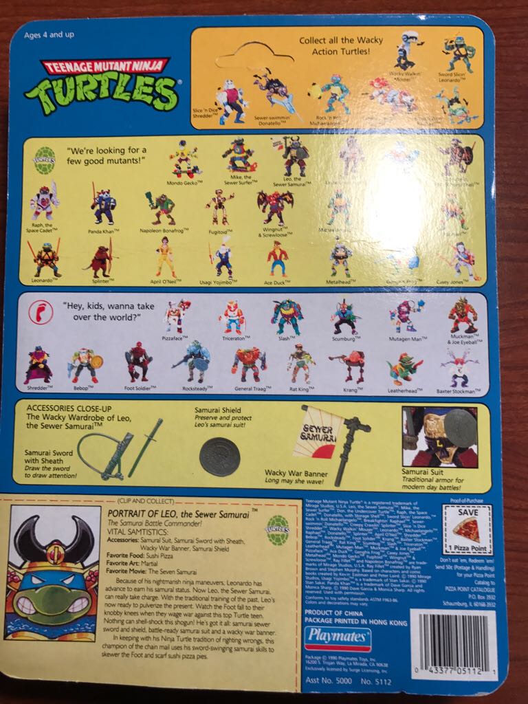 Leo Sewer Samurai - Playmates Toys (Teenage Mutant Ninja Turtles (1988)) action figure collectible [Barcode 043377051121] - Main Image 2