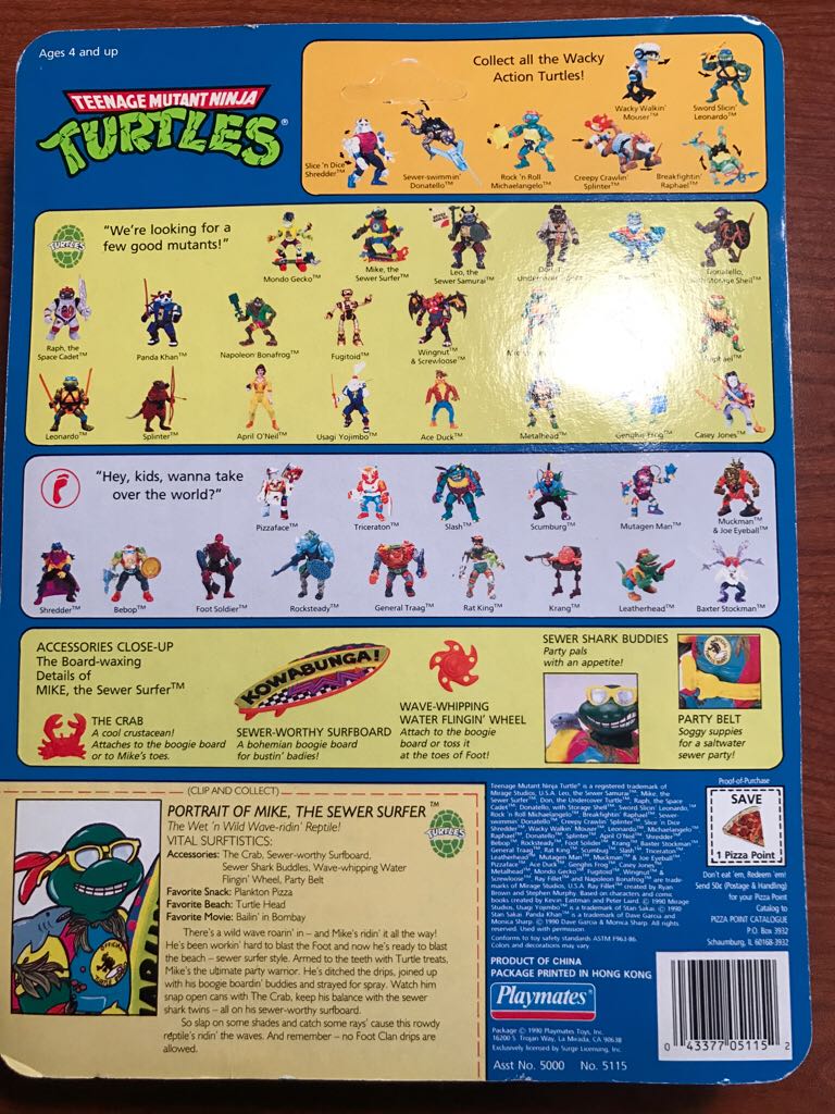Mike, The Sewer Surfer - Playmates (Teenage Mutant Ninja Turtles) action figure collectible [Barcode 043377051152] - Main Image 2