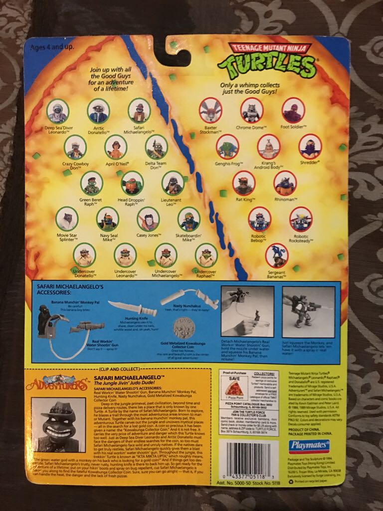 Safari Michelangelo - Playmates Toys (Teenage Mutant Ninja Turtles: Adventurers) action figure collectible [Barcode 043377051183] - Main Image 2