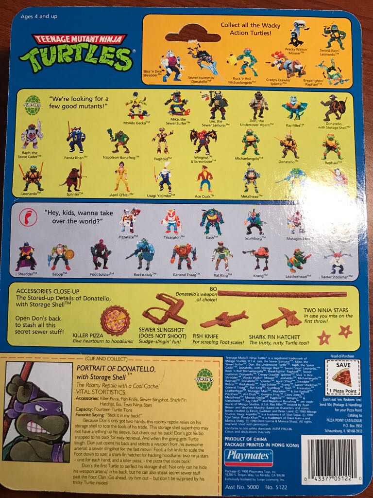 Donatello With Storage Shell - Playmates (Teenage Mutant Ninja Turtles (1990)) action figure collectible [Barcode 043377051220] - Main Image 2