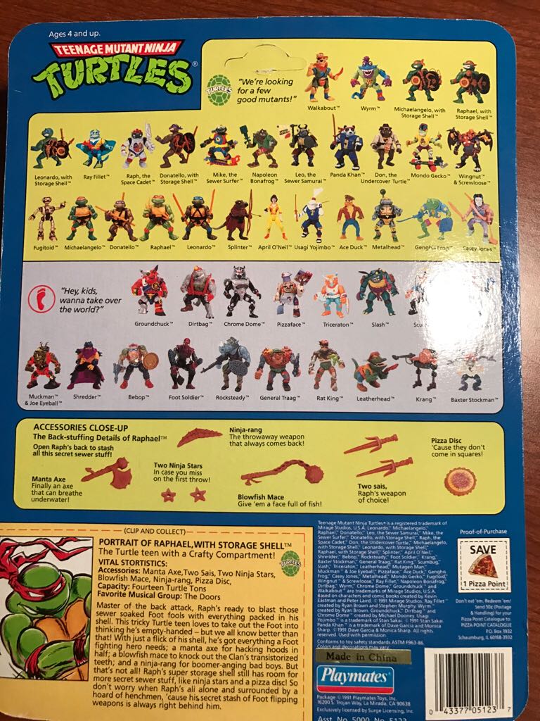 Raphael with Storage Shell (45 Back) - Playmates Toys (Teenage Mutant Ninja Turtles) action figure collectible [Barcode 043377051237] - Main Image 2