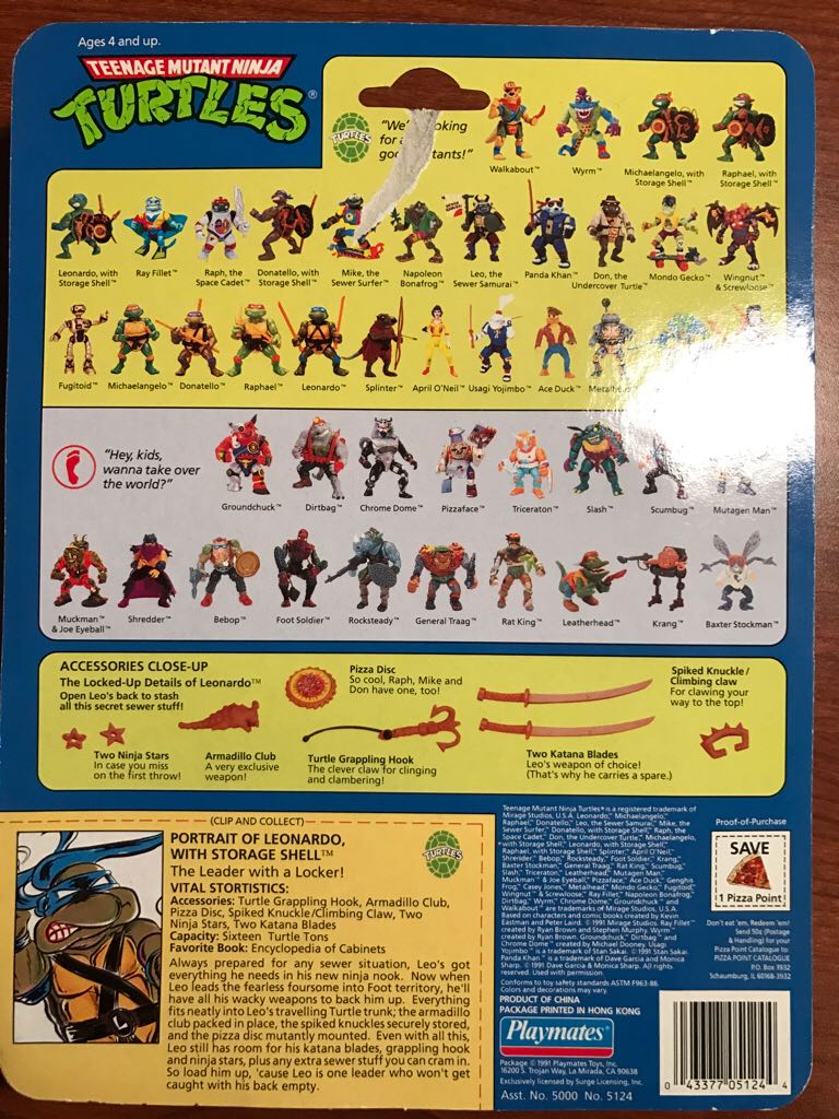 Leonardo With Storage Shell - Playmates Toys (Teenage Mutant Ninja Turtles) action figure collectible [Barcode 043377051244] - Main Image 2